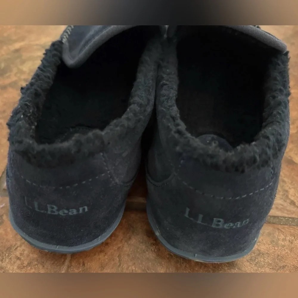 L.L. BEAN Mountain Slippers Blue Suede Flannel Lined Indoor Outdoor Moccasin 12M